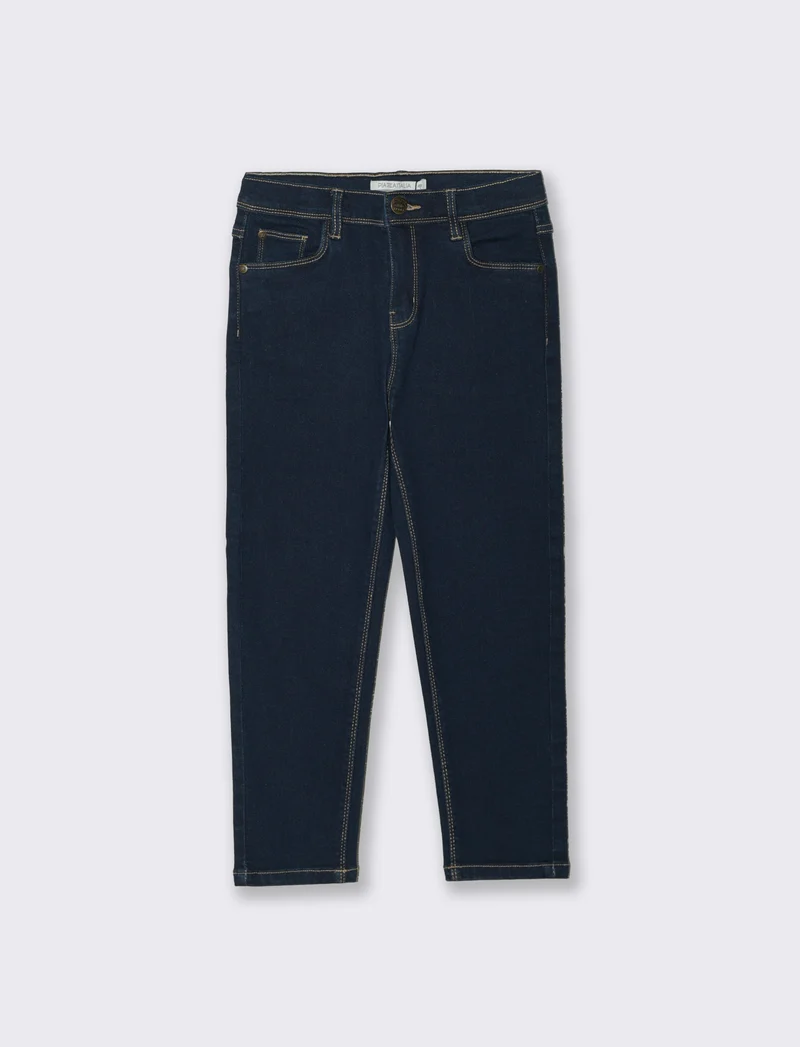 Jeans 5 tasche con vita regolabile - DENIM SCURO