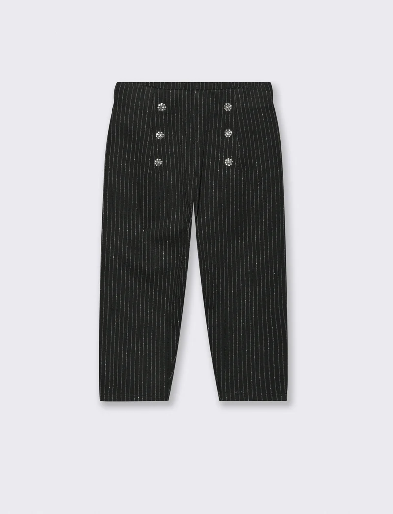 Pantaloni con bottoni gioiello - Nero