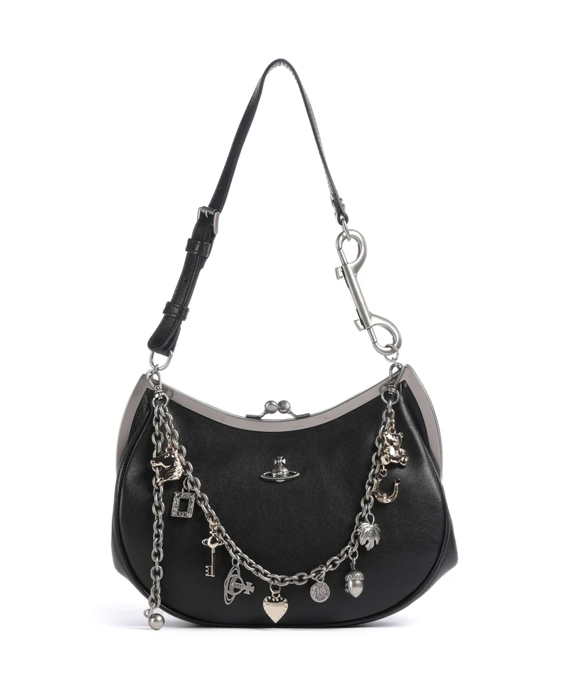 Vivienne Westwood Charm Frame Supple Borsa a spalla black/dark silver