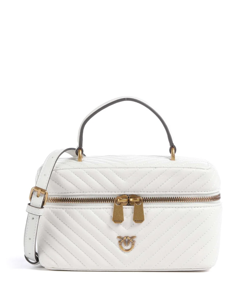 Pinko Vanity Mini Borsa a mano bianco nembo/antique gold