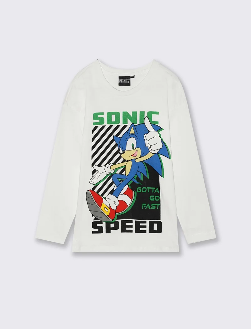 T-SHIRT GIRO COLLO SONIC - Bianco