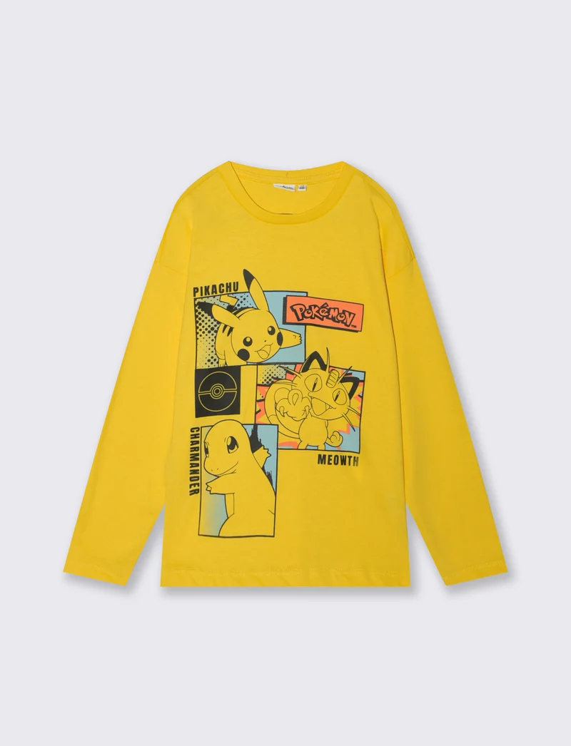 T-SHIRT PERSONAGGI POKEMON MANICA LUNGA - Giallo