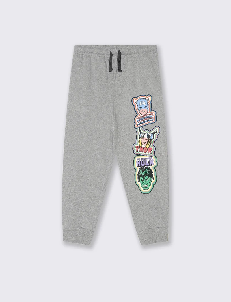 JOGGER IN FELPA CON SUPER EROI MARVEL - Grigio mel.