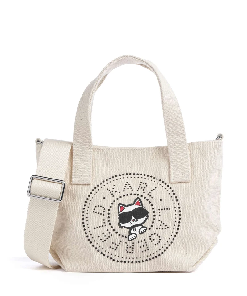 Karl Lagerfeld Ikon Circle Choupette Small Borsa a mano off white
