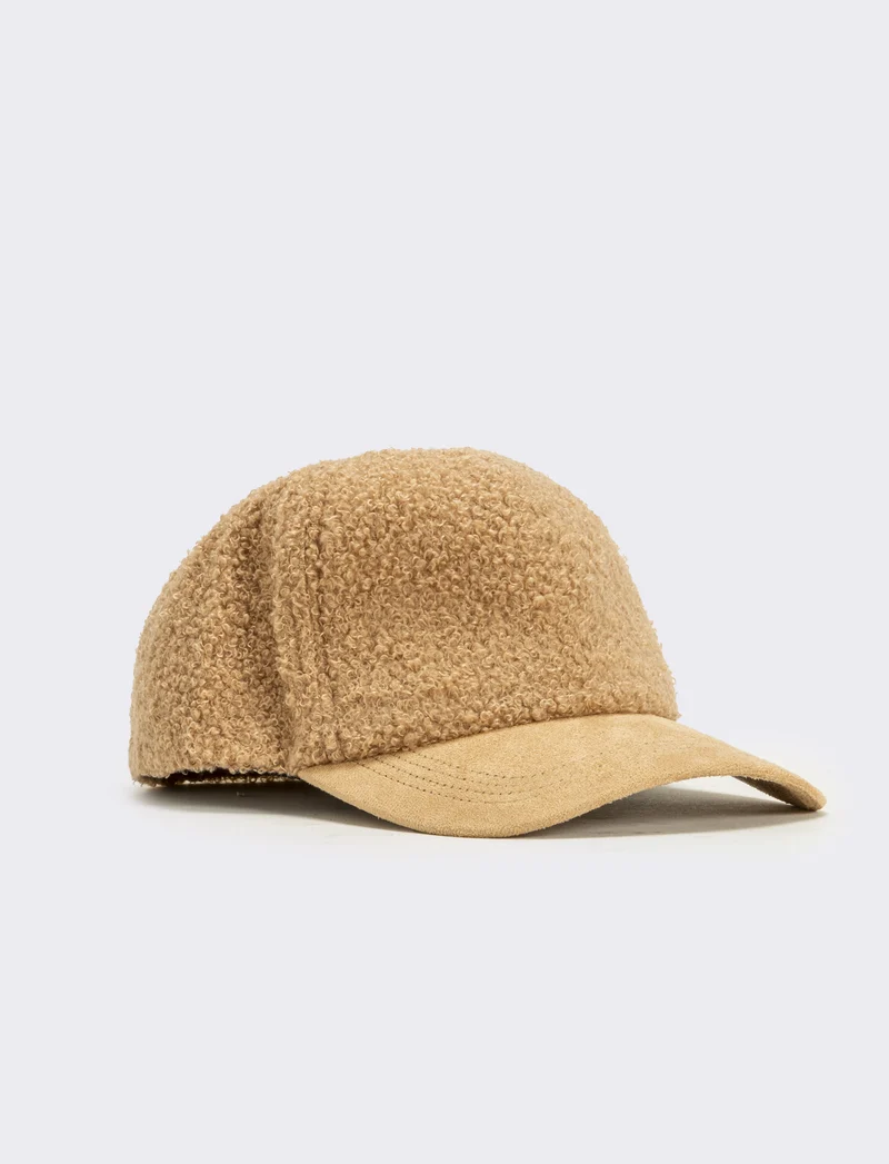 Cappello baseball effetto teddy visiera dainetto - Beige