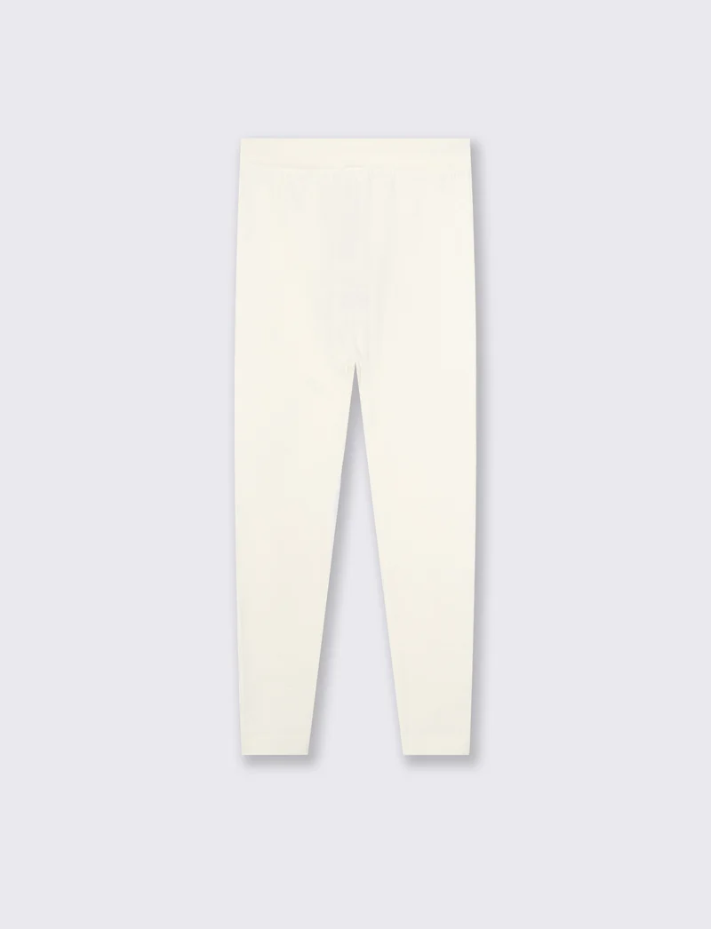 Leggings invernali da bambina in filato elastico. - Bianco latte