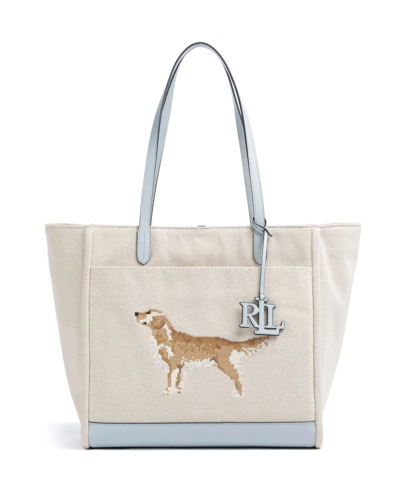 Lauren Ralph Lauren Cameryn Large Borsa shopper natural/buff canvas/alpine blue