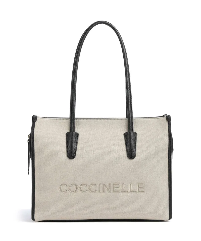 Coccinelle Myrtha Canvas Borsa shopper natural/noir