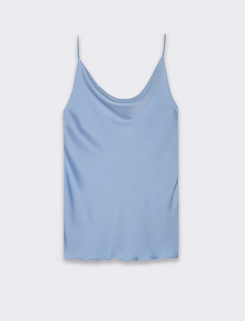 Top raso con bretelline elastiche - Azzurro