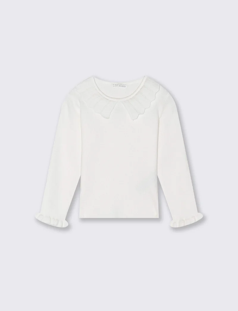 Maglia con colletto - Bianco panna