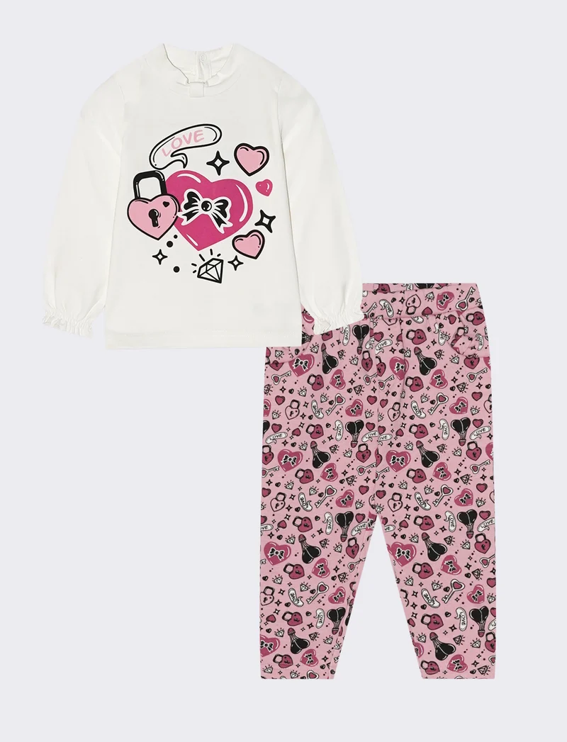 Tuta maglietta e jogger - Bianco latte