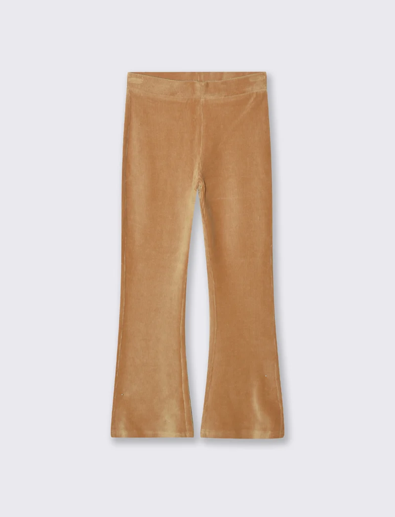 Leggings a zampa in velluto elastico. - Beige biscotto