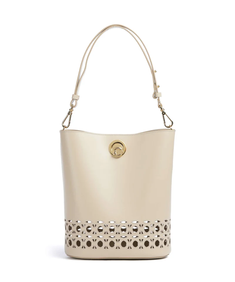 Coccinelle Nikla Monogram Sangallo Borsa a secchiello sandshell