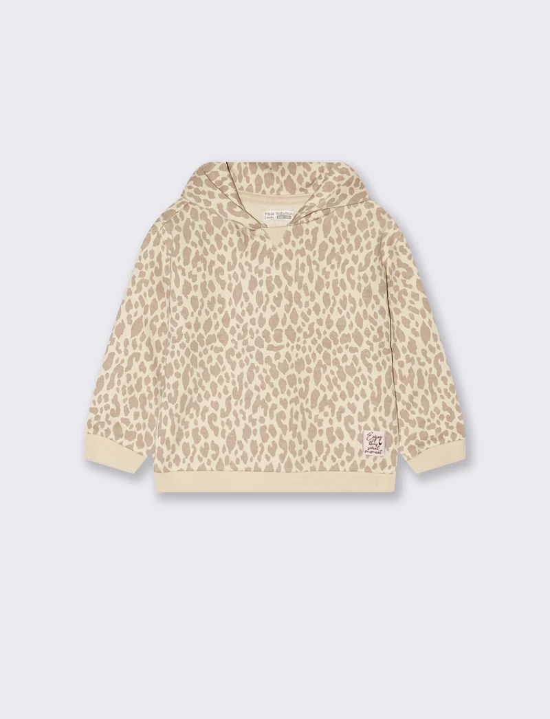 Felpa con stampa all over - Beige