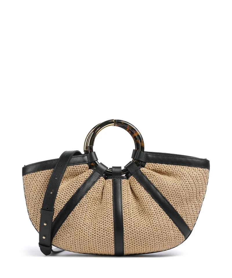 Coccinelle Shell Straw Borsa a mano natural/noir