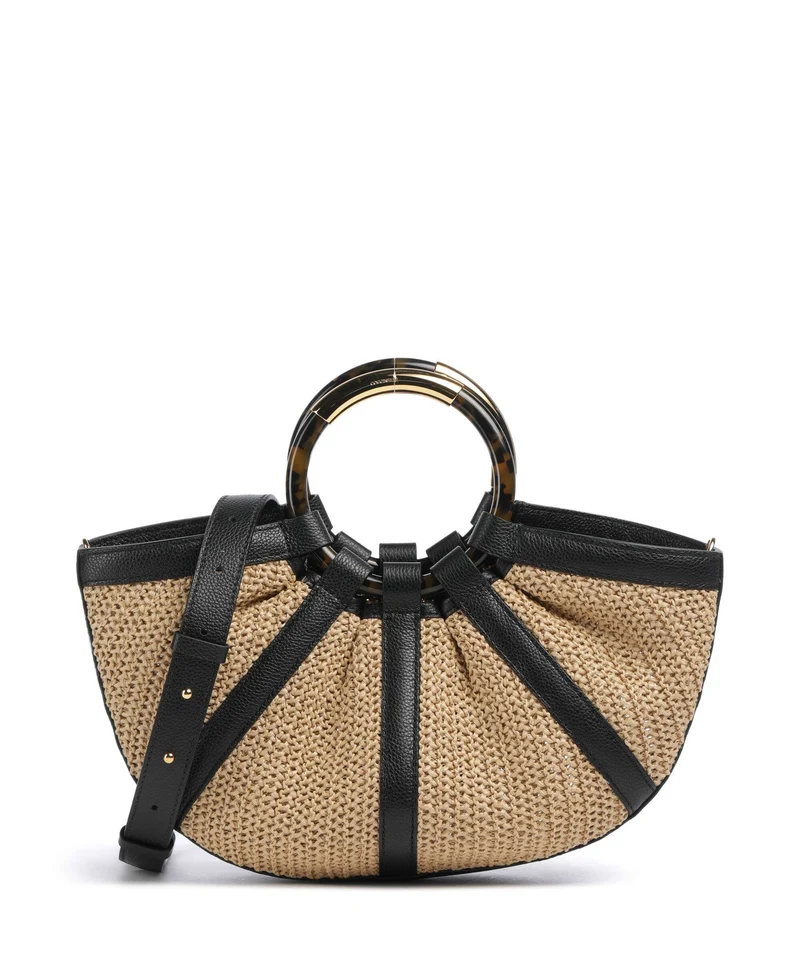 Coccinelle Shell Straw Borsa a mano natural/noir