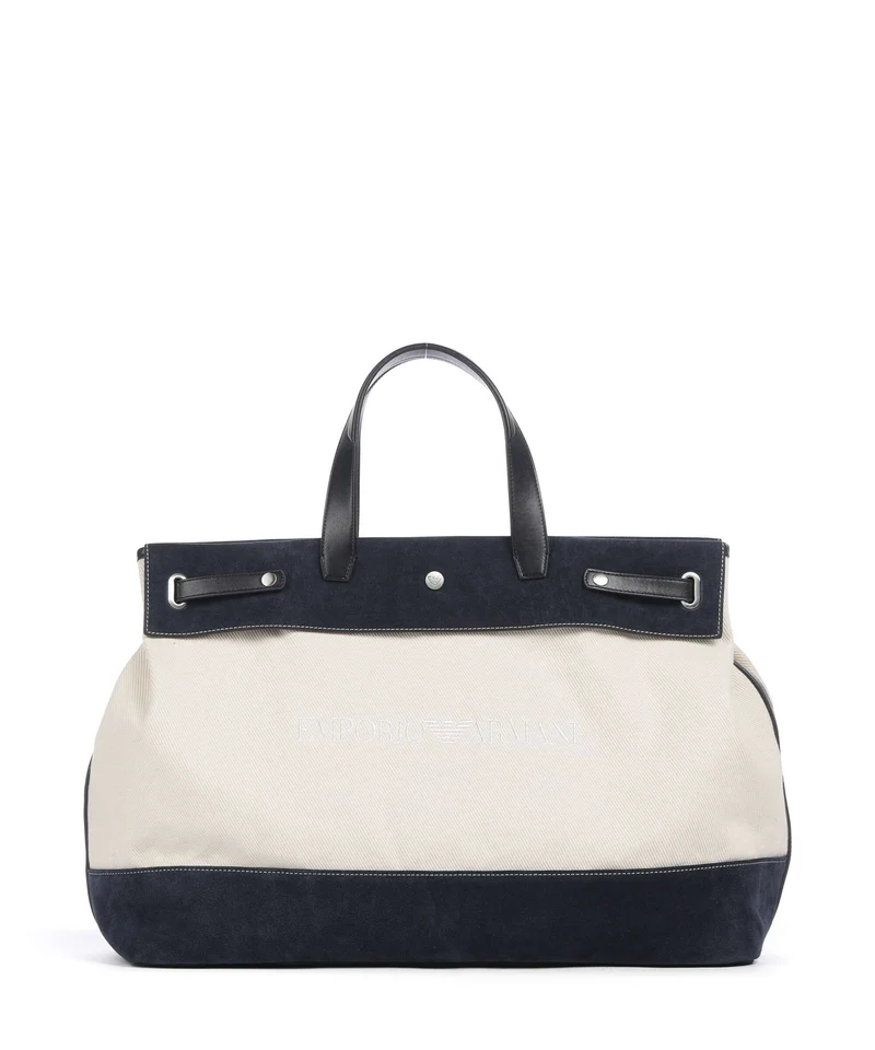 Emporio Armani Borsone da weekend vaniglia/navy