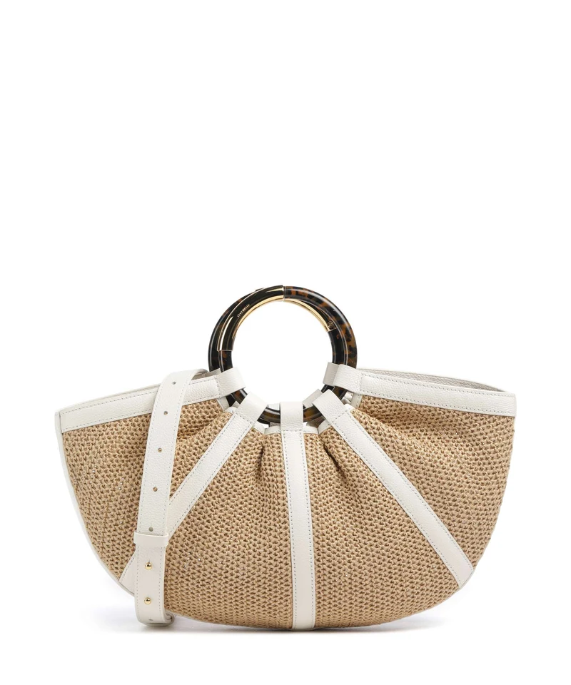 Coccinelle Shell Straw Borsa a mano natural/pearl