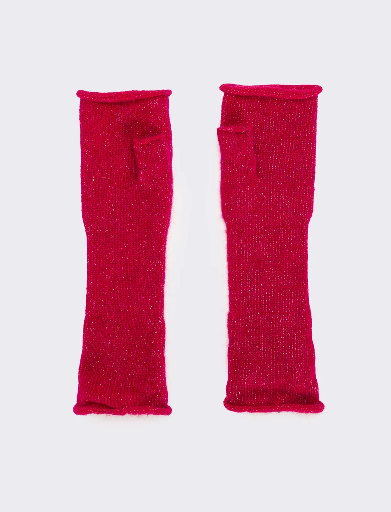 Guanto manicotto con dito lurex donna - Fuxia