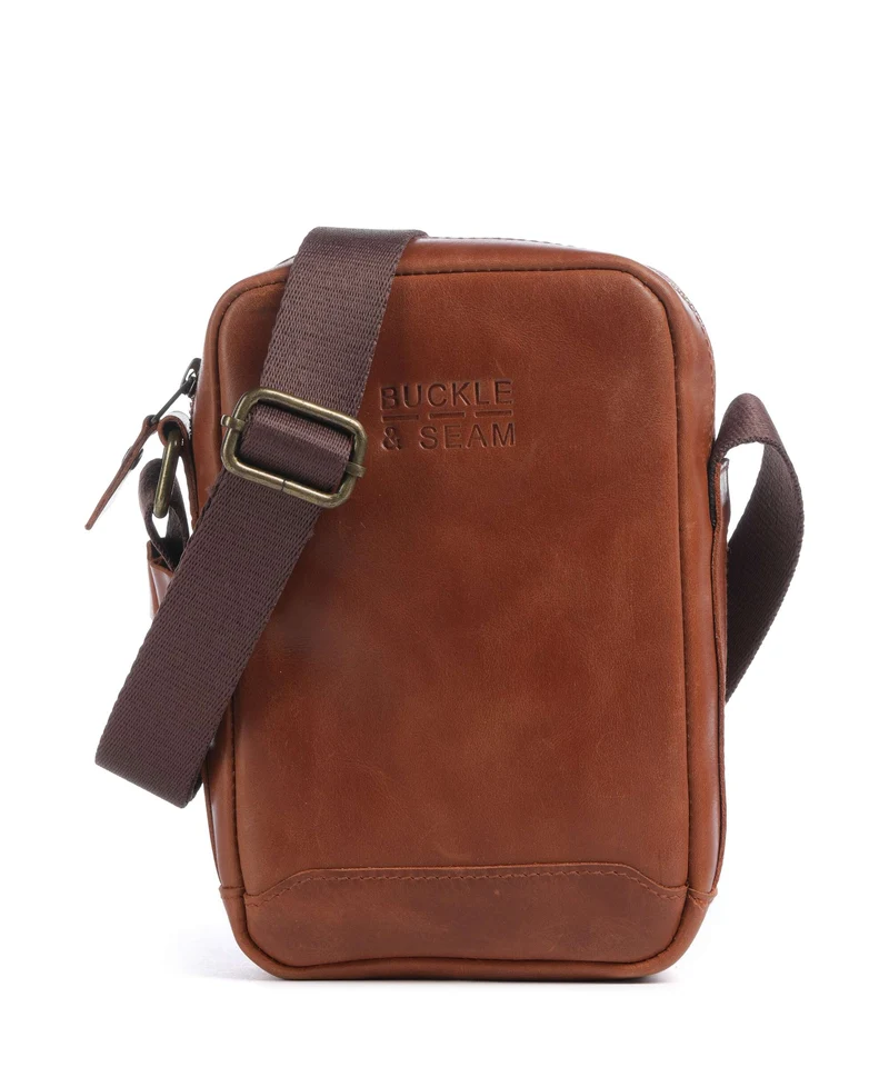 Buckle & Seam Crazy Horse Runner Borsa a tracolla cognac
