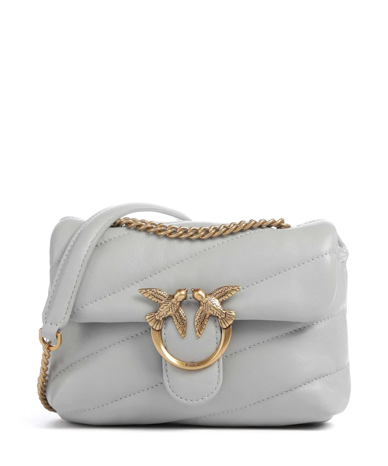 Pinko Love Puff Baby Borsa a spalla grigio perla/antique gold
