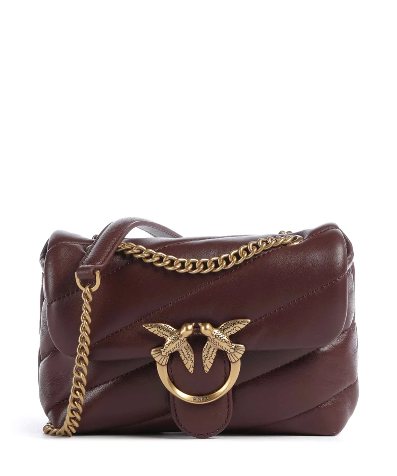 Pinko Love Puff Baby Borsa a spalla burgundy wine/antique gold