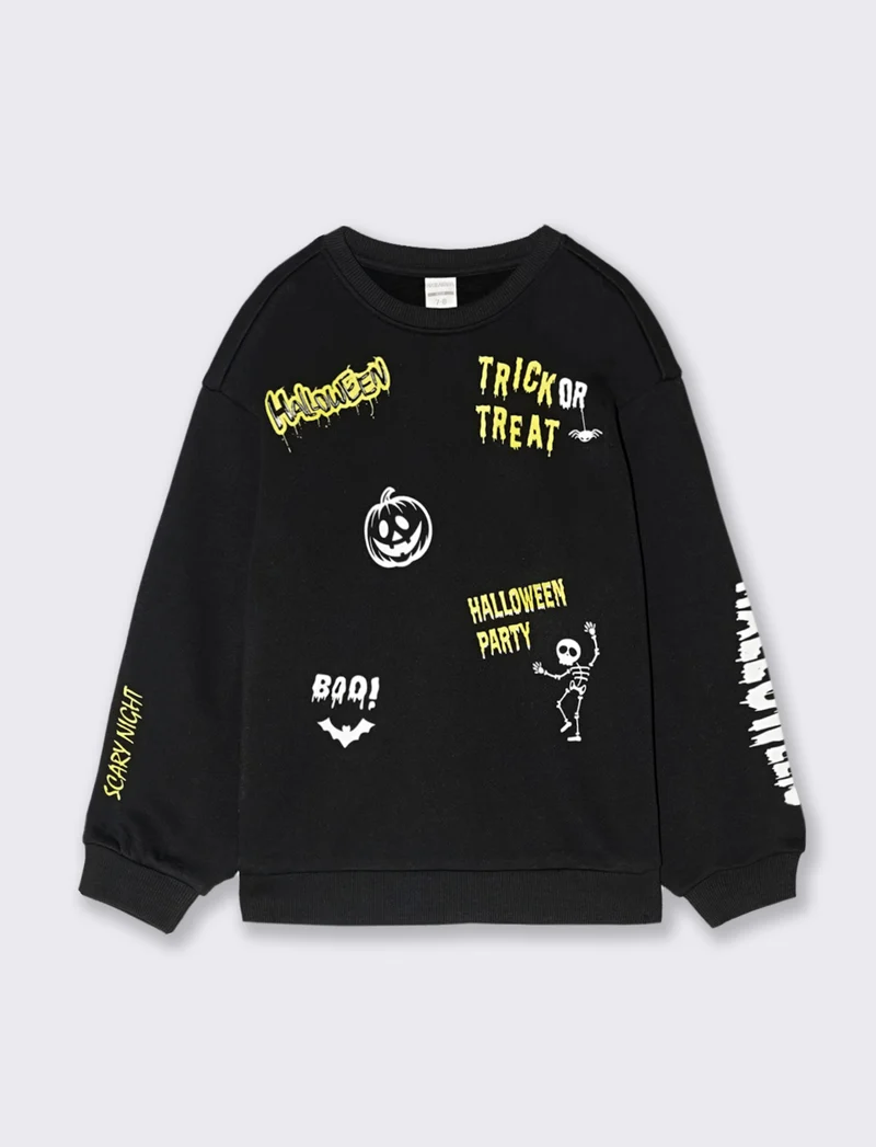 FELPA GIROCOLLO Halloween - Nero
