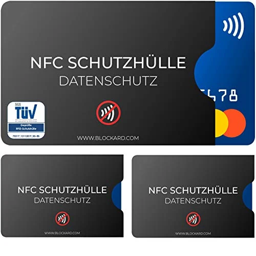 Custodia protettiva NFC per carte di credito e documenti di identità, protezione NFC al 100%, certificazione TÜV, 3 pezzi