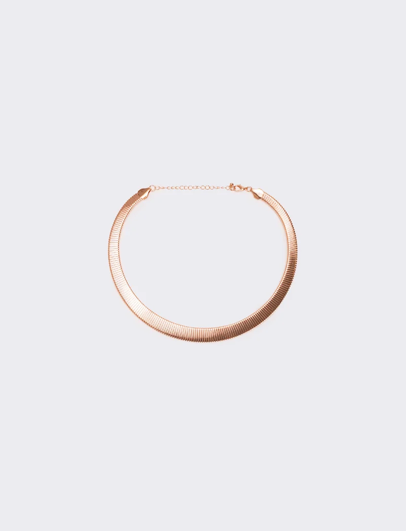 Collana snake schiacciato - Oro rosa
