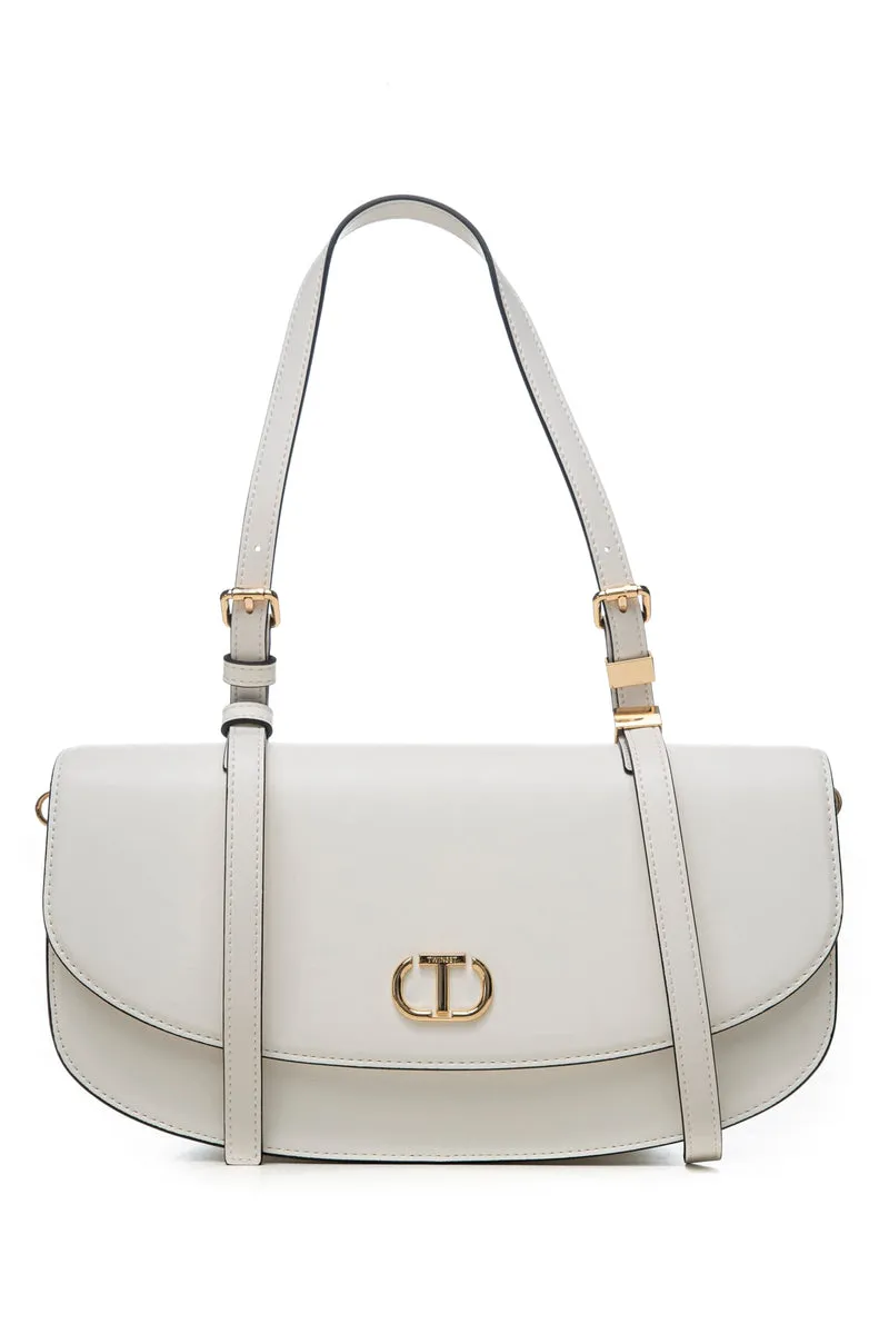 Borsa Twinset Oval T Shouder Da Donna Bianca In Poliuretano