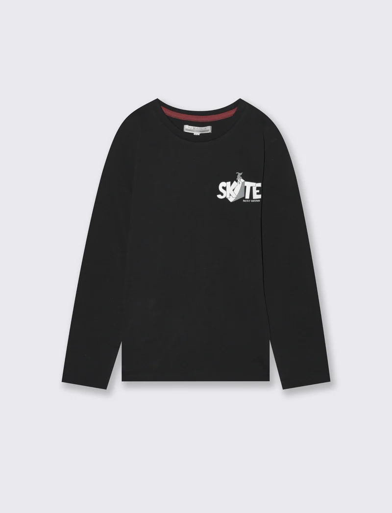 T shirt stampa skate. - Nero