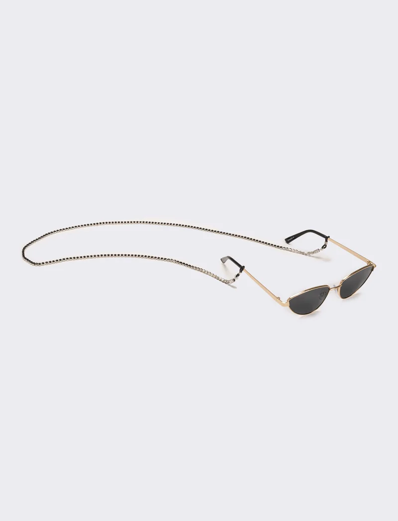 Laccio per occhiali con strass - Nero