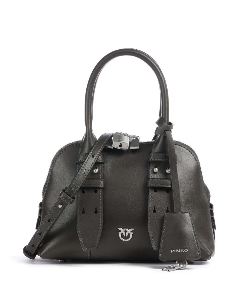 Pinko Bowling Mini Borsa a mano verde fango/matt silver