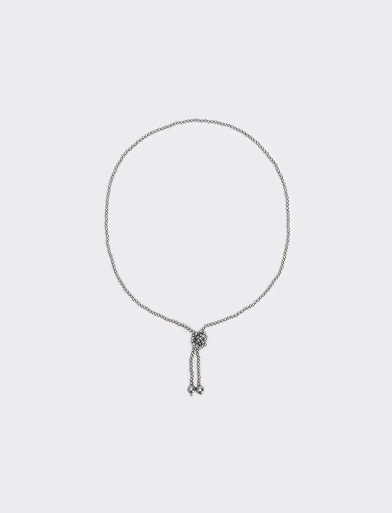 Collana saliscendi con perle eleganti - Grigio