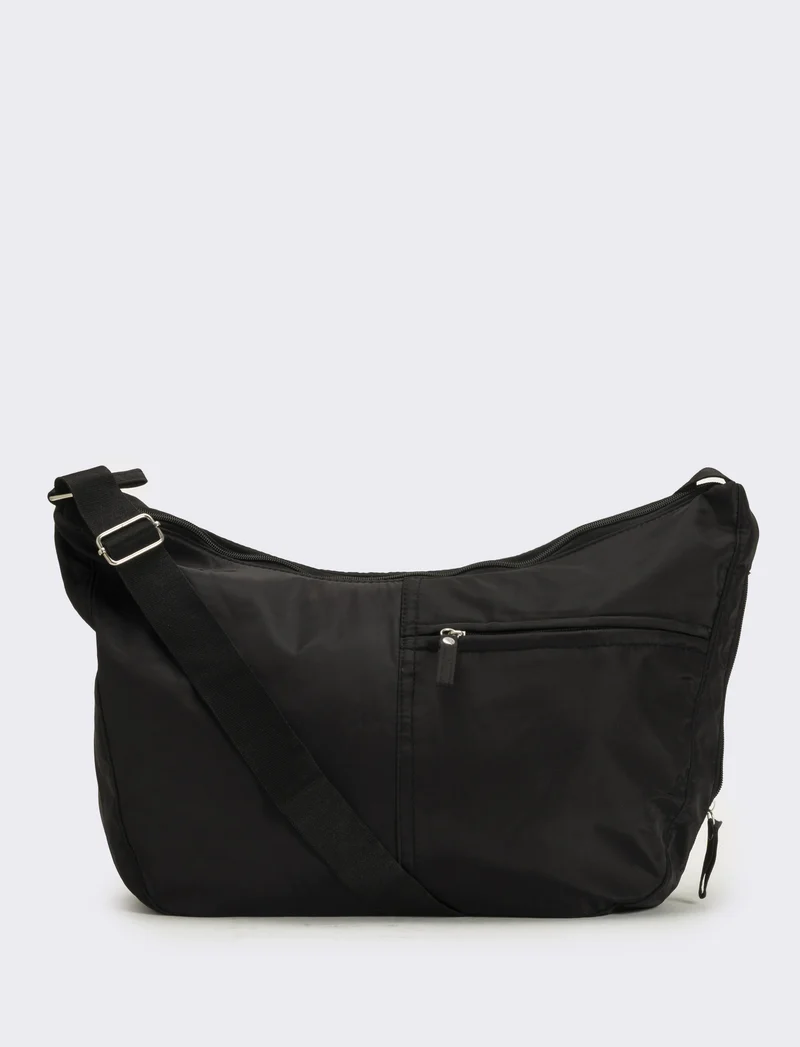 Borsa donna mezzaluna leopardata grande - Nero