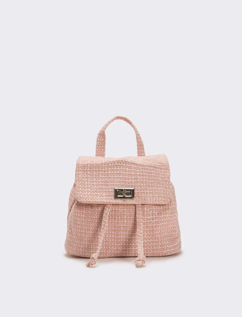Zaino bambina in tessuto boucle - Rosa