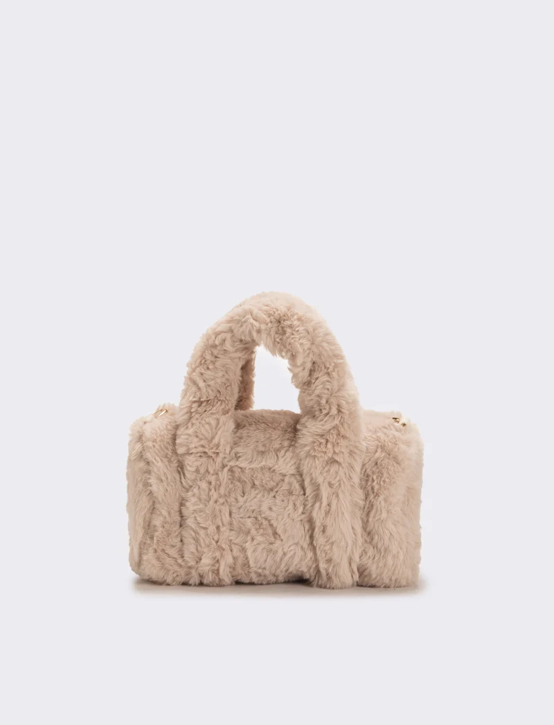 Borsa bauletto in finta pelliccia bambina - Beige