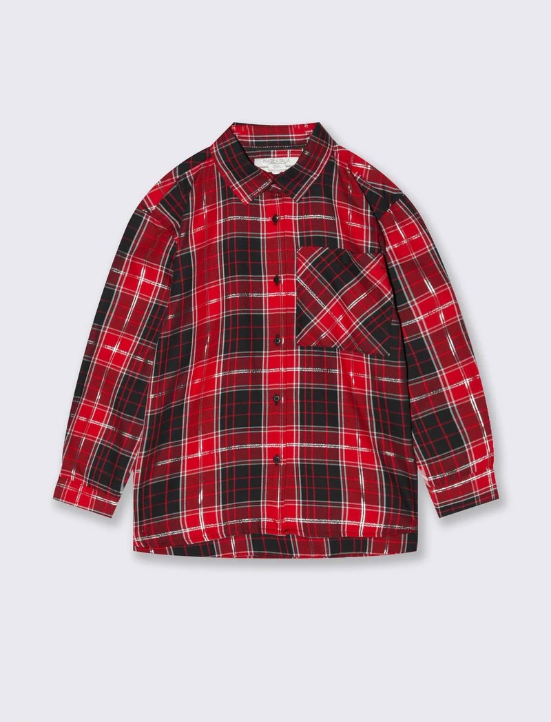 Camicia manica lunga con taschino. - Bordeaux