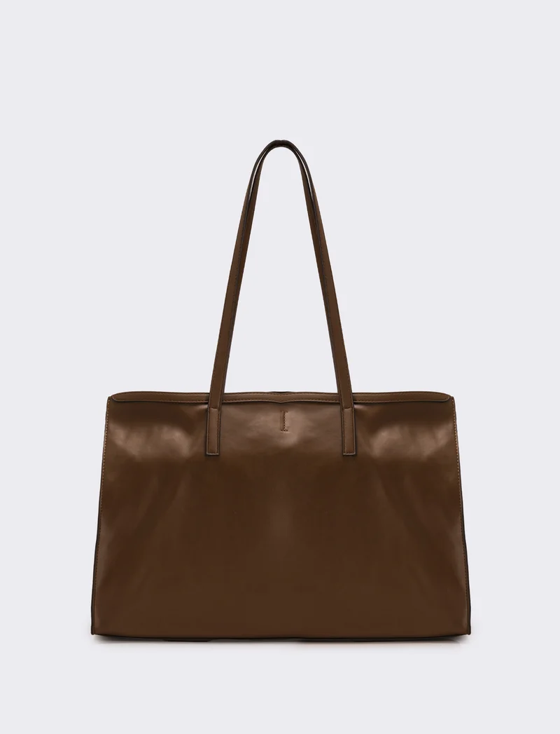 Borsa shopping basic donna - Marrone
