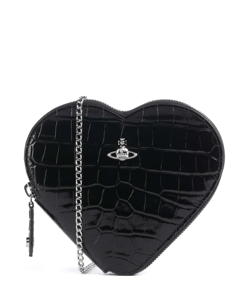 Vivienne Westwood Heart Embossed Croc Borsa a tracolla black