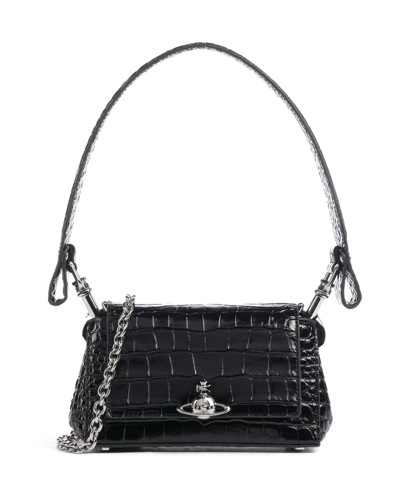Vivienne Westwood Hazel Embossed Croc Small Borsa a spalla black