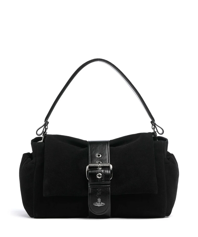 Vivienne Westwood Hazel Suede Treasure XL Borsa a spalla black