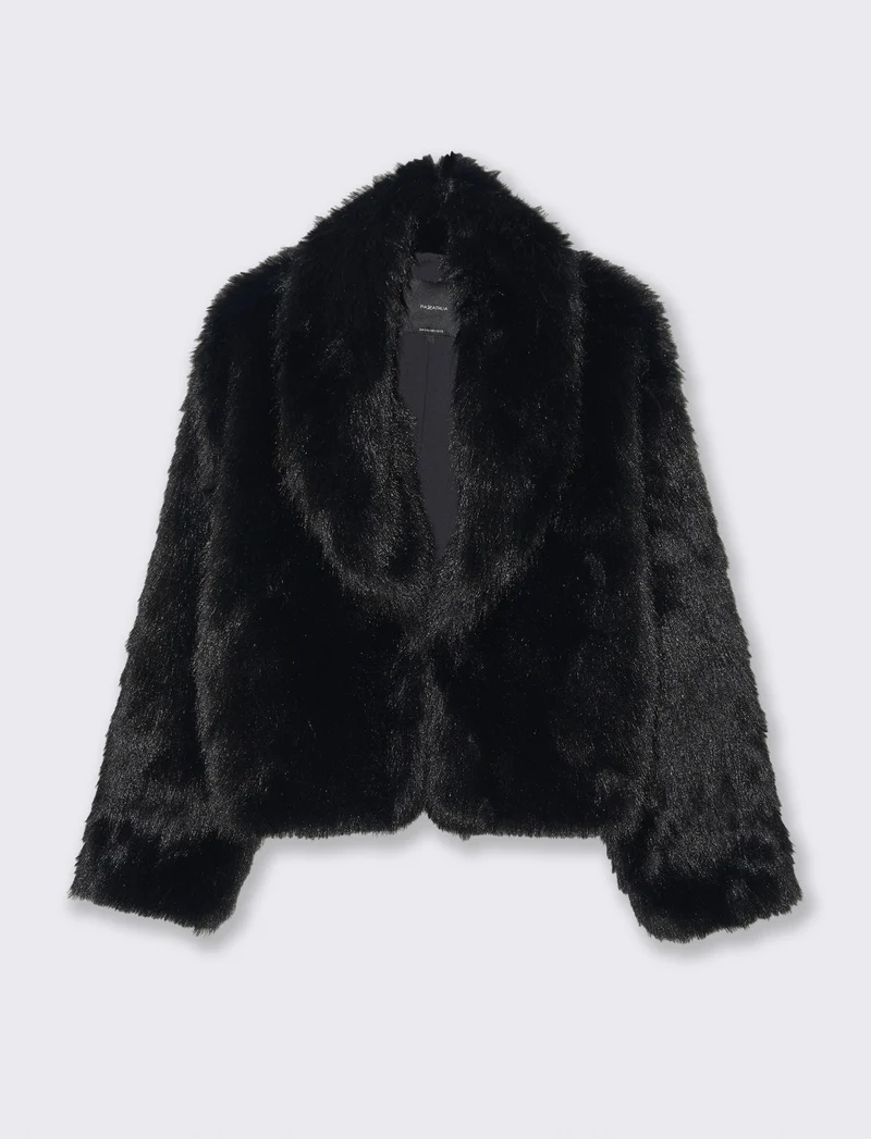 GIACCA IN FINTA PELLICCIA - Nero
