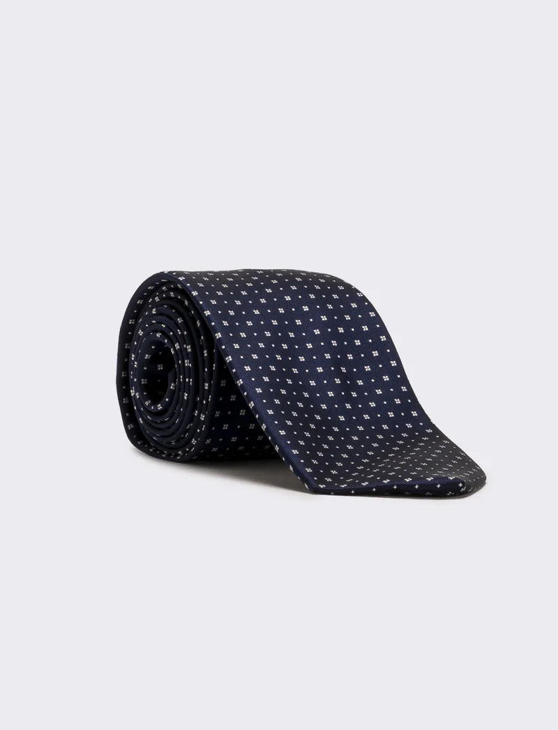 Cravatta uomo fantasia 8cm - Blu-bianco
