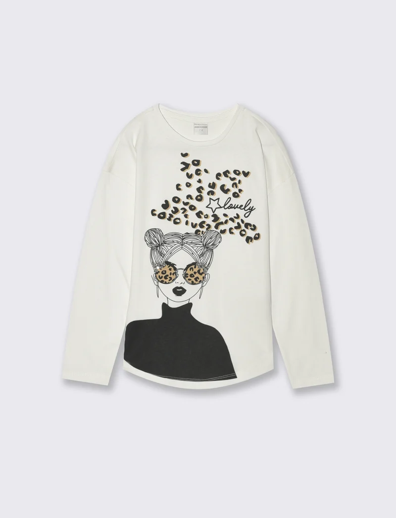 T-shirt maniche lunghe - Bianco sporco