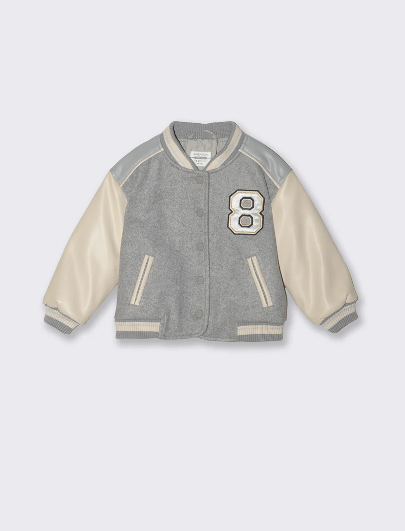 Giubbotto stile college con applicazione - Grigio mel.