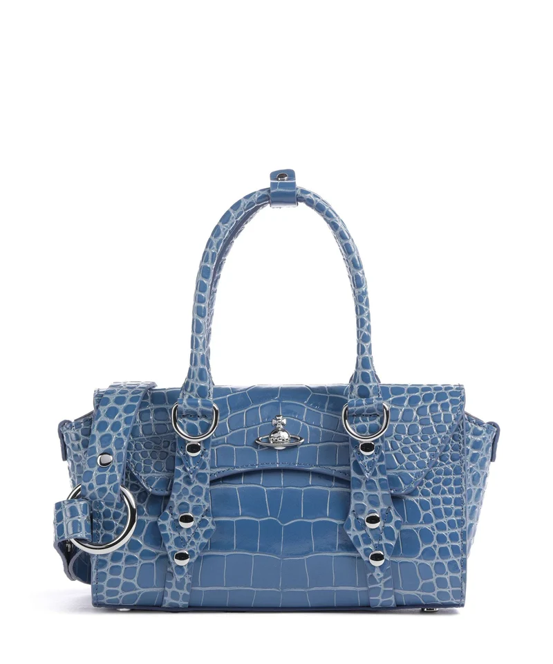 Vivienne Westwood Bettina Embossed Croc Mini Borsa a mano blue