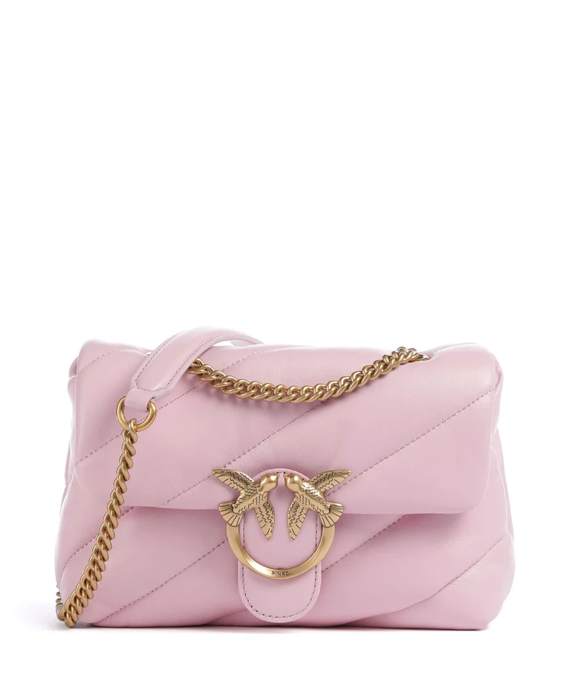 Pinko Love Puff Mini Borsa a spalla rosa chiaro/antique gold