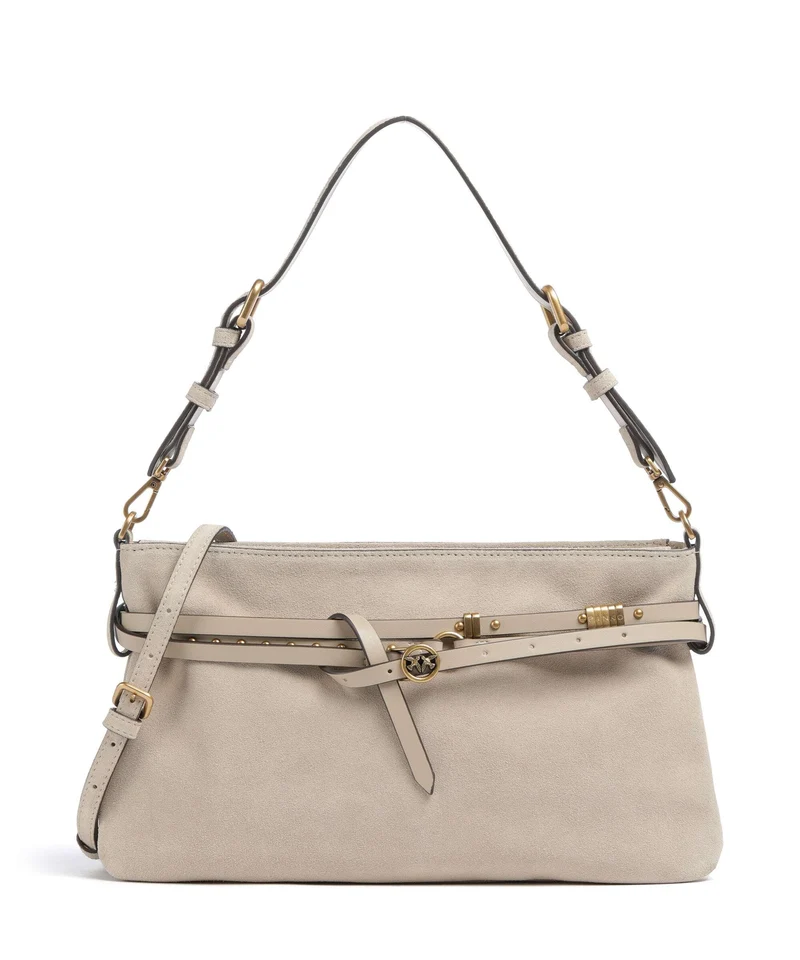 Pinko Belt Classic Borsa a spalla beige/grigio fumo/antique gold