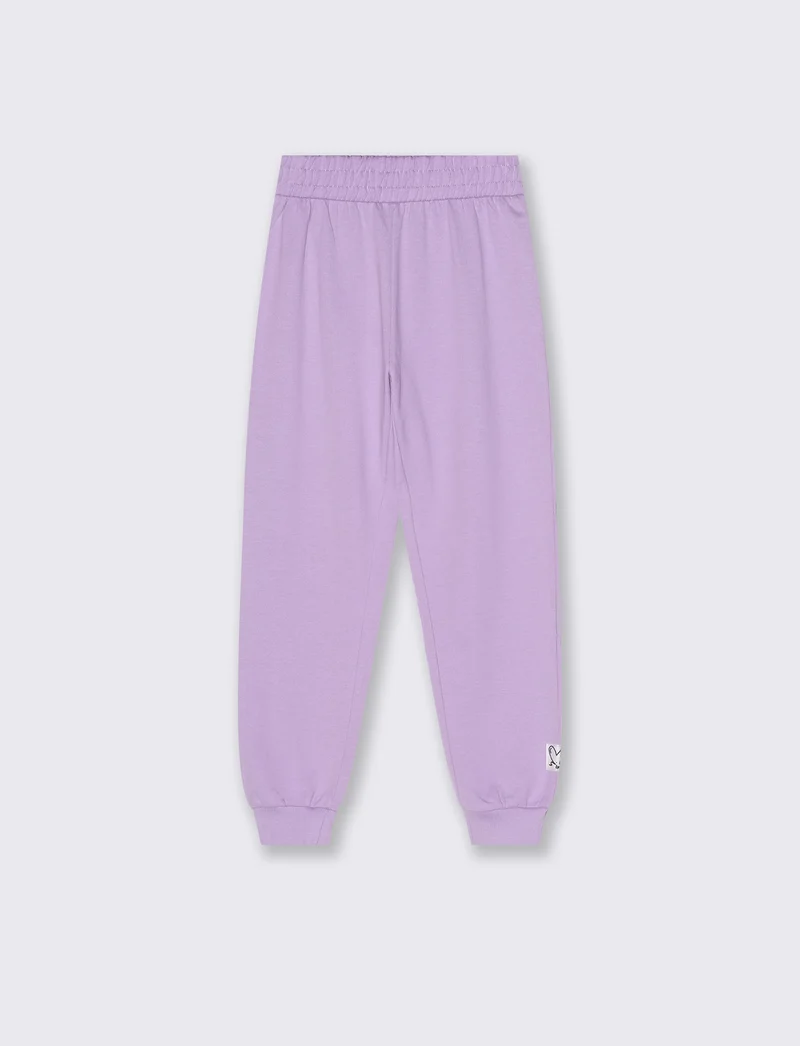 Pantaloni in felpa con elastico - Lilla